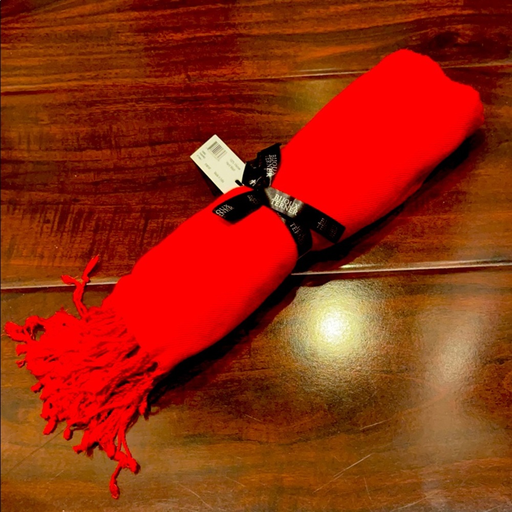 Pashmina shawl, red. 75 inches by 34 inches